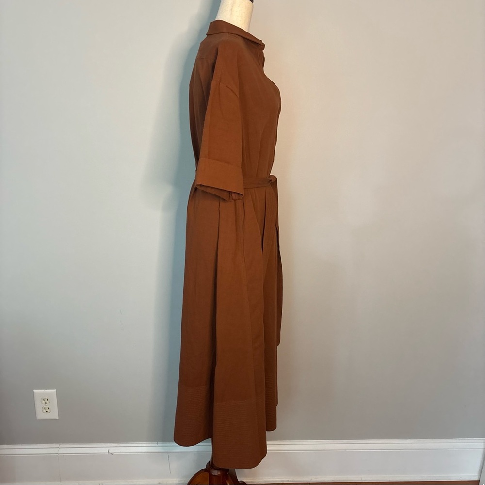 Size S - CO terracotta colored mid length, belted dress - Picture 4 of 5